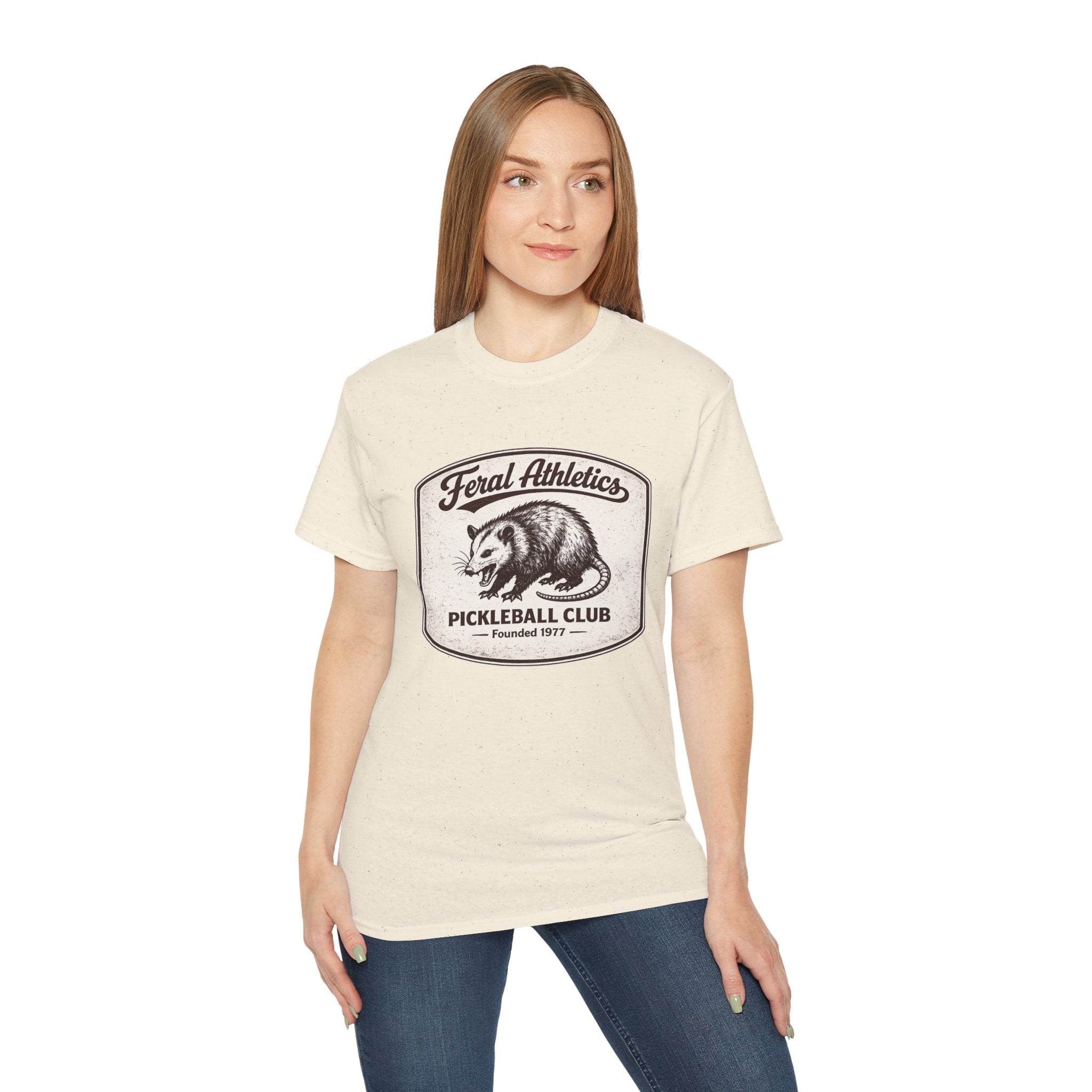 Pickleball Club Tee — "Feral Athletics" Vintage Possum Design