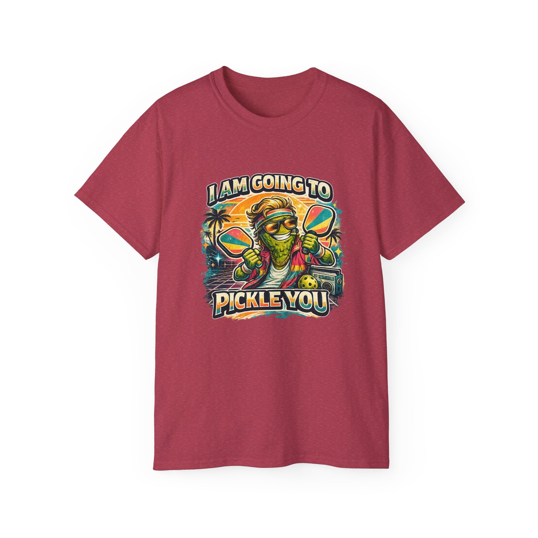 I Am Going To Pickle You Tee — Funny Pickleball Character Graphic T-Shirt