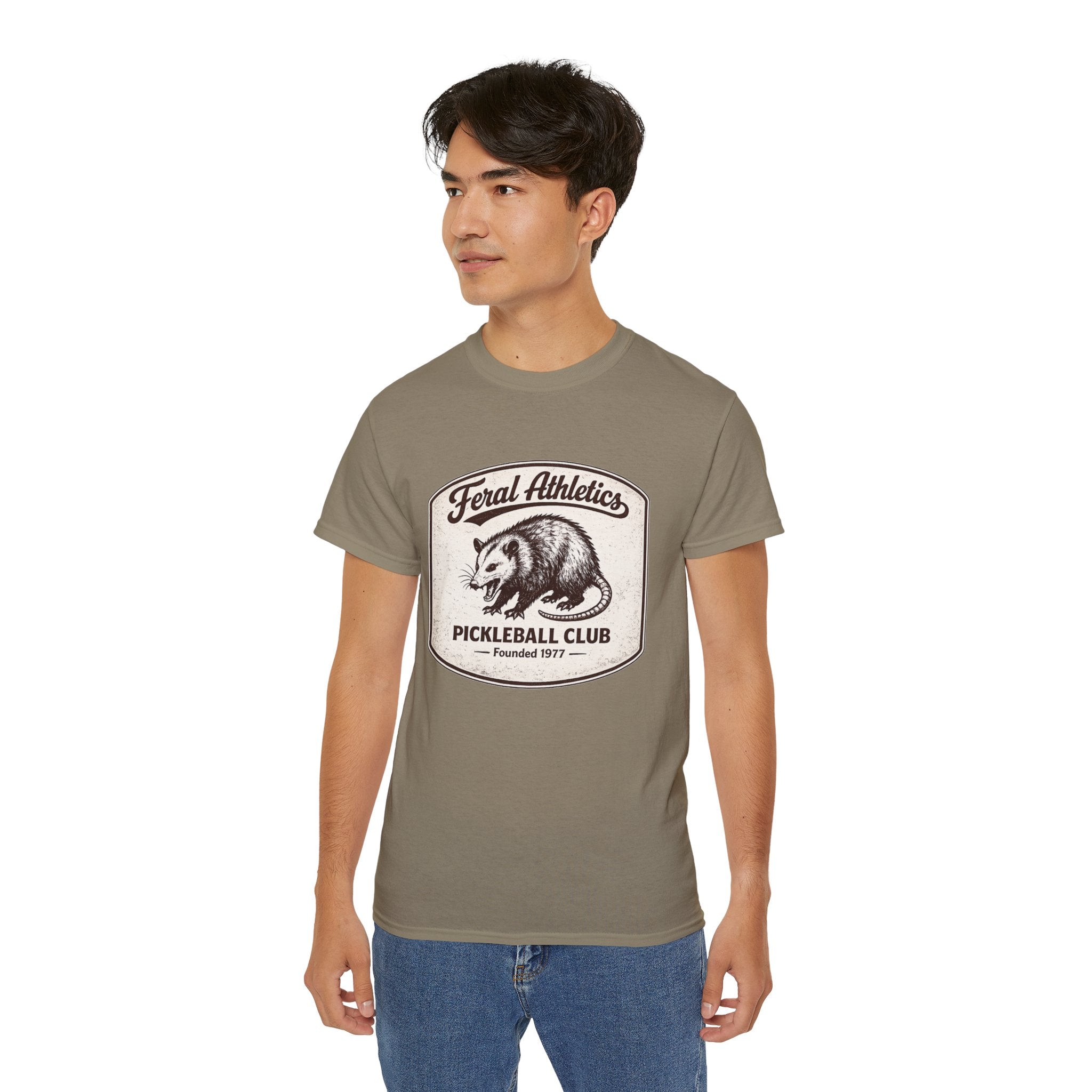 Pickleball Club Tee — "Feral Athletics" Vintage Possum Design