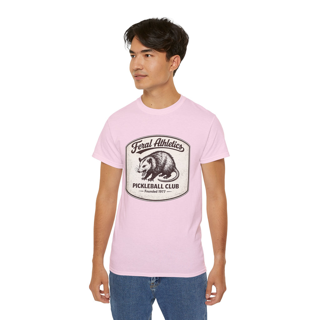 Pickleball Club Tee — "Feral Athletics" Vintage Possum Design