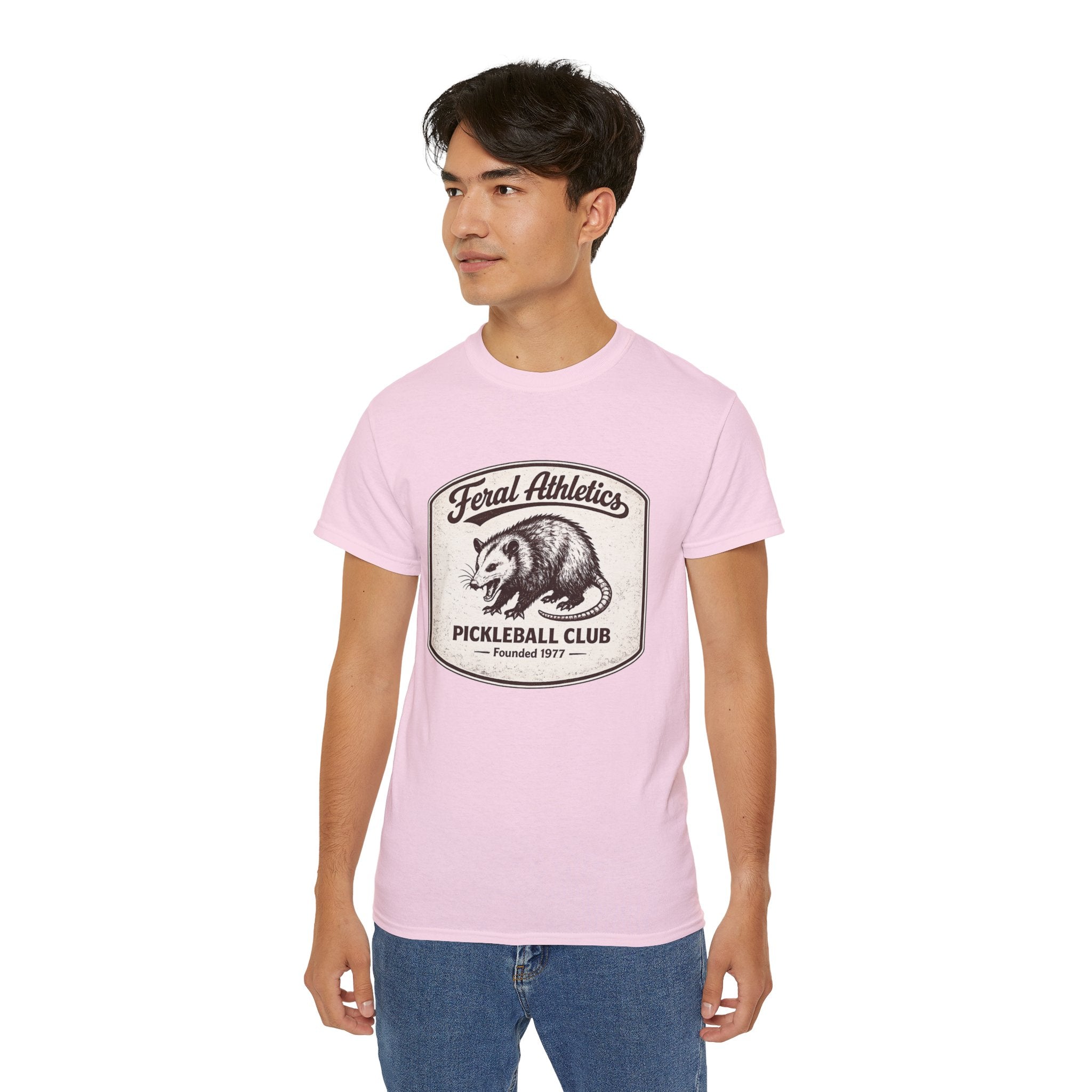 Pickleball Club Tee — "Feral Athletics" Vintage Possum Design