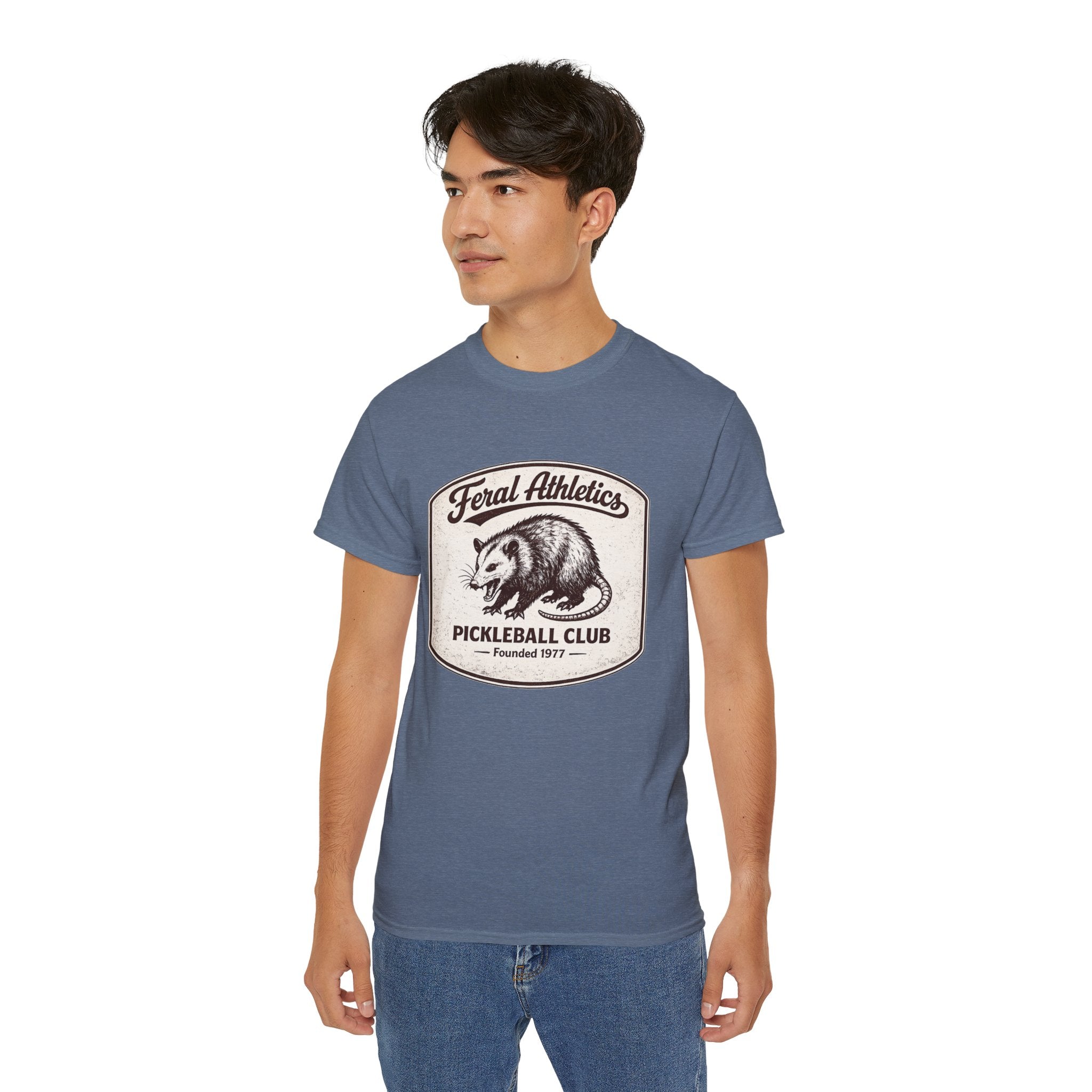 Pickleball Club Tee — "Feral Athletics" Vintage Possum Design