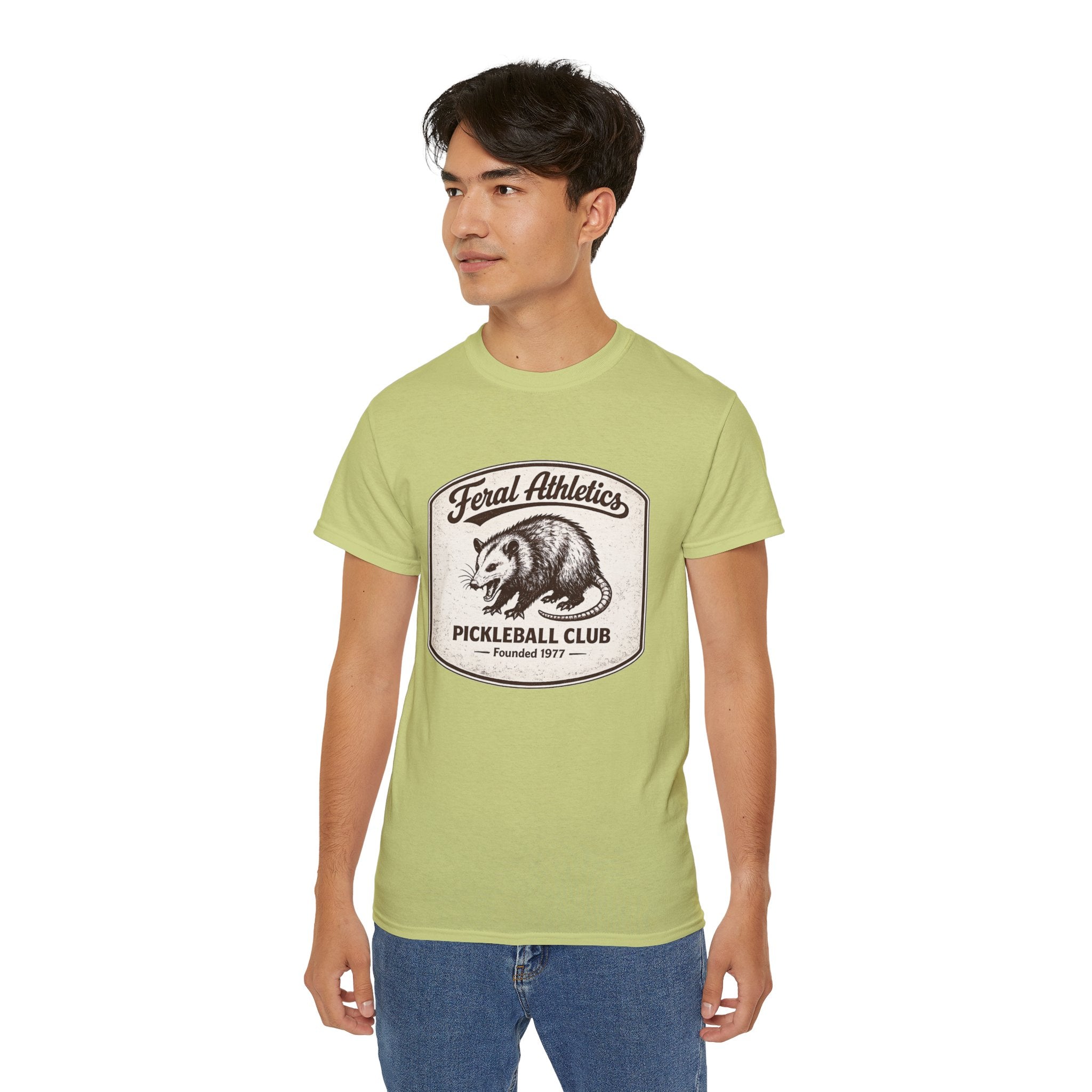 Pickleball Club Tee — "Feral Athletics" Vintage Possum Design