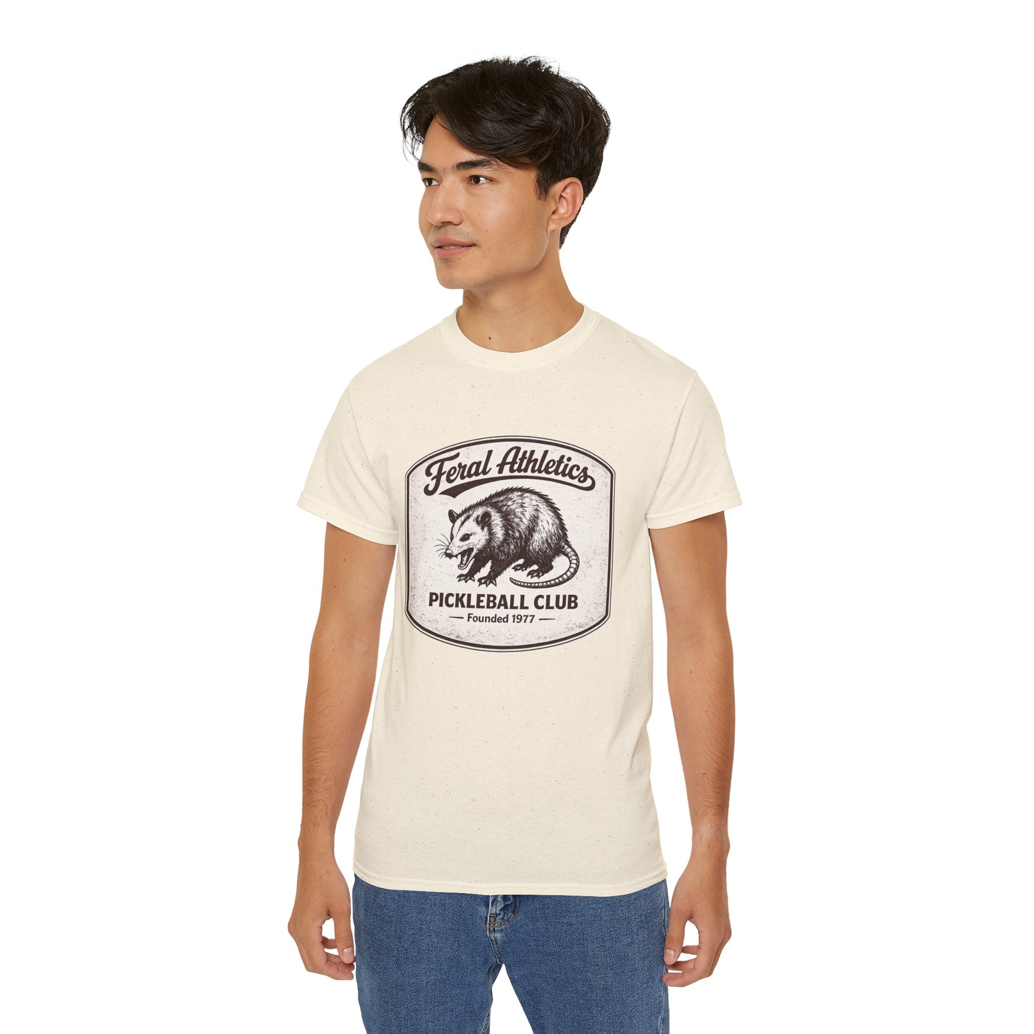 Pickleball Club Tee — "Feral Athletics" Vintage Possum Design