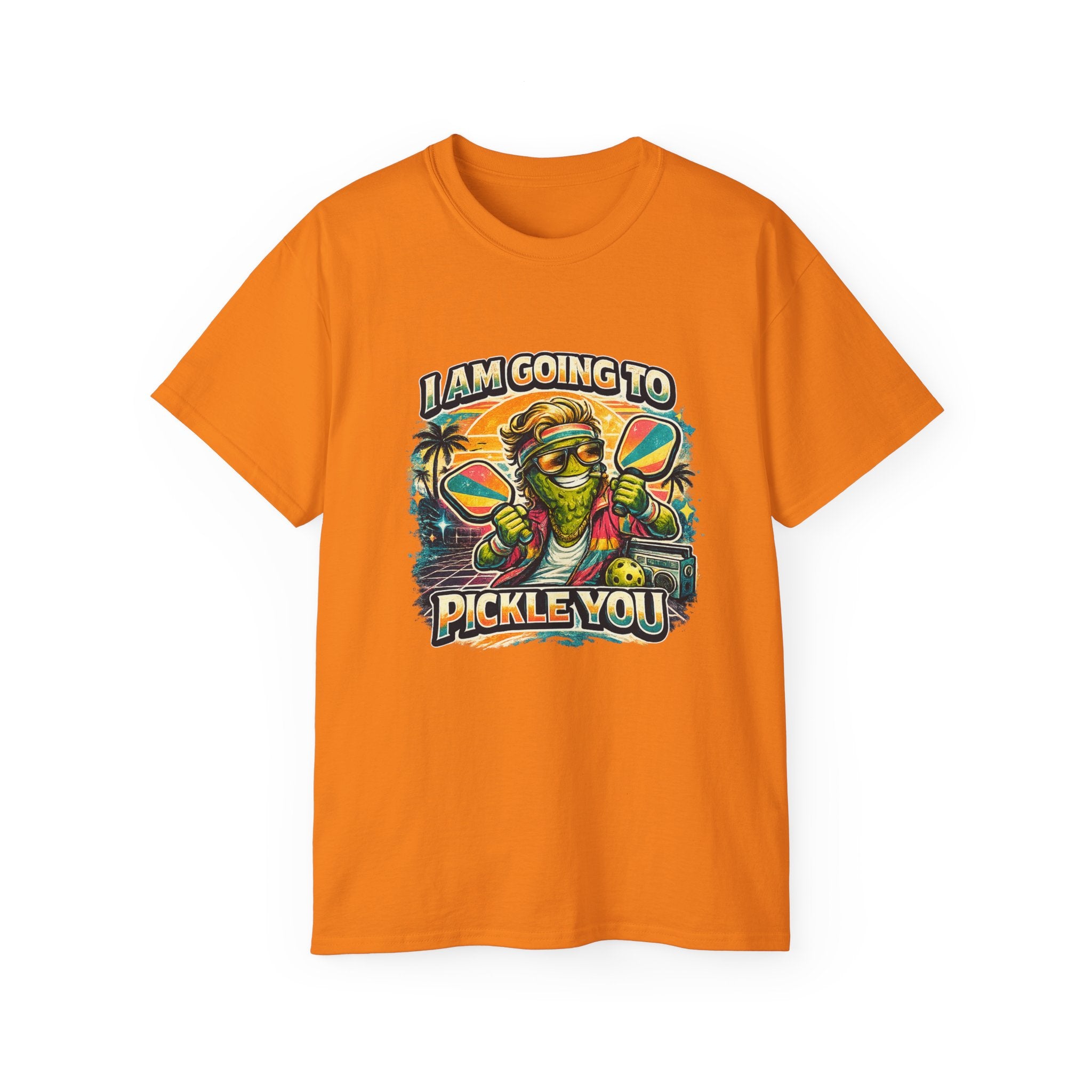 I Am Going To Pickle You Tee — Funny Pickleball Character Graphic T-Shirt