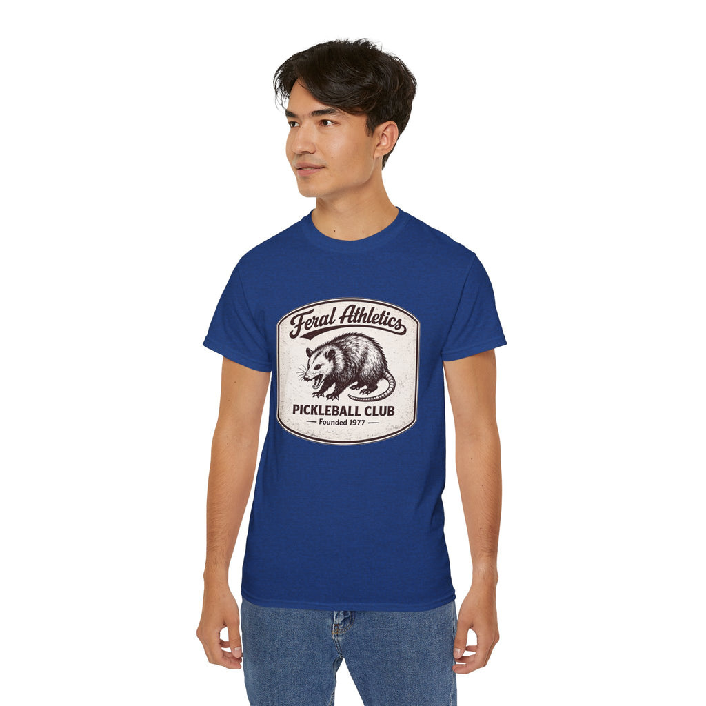 Pickleball Club Tee — "Feral Athletics" Vintage Possum Design