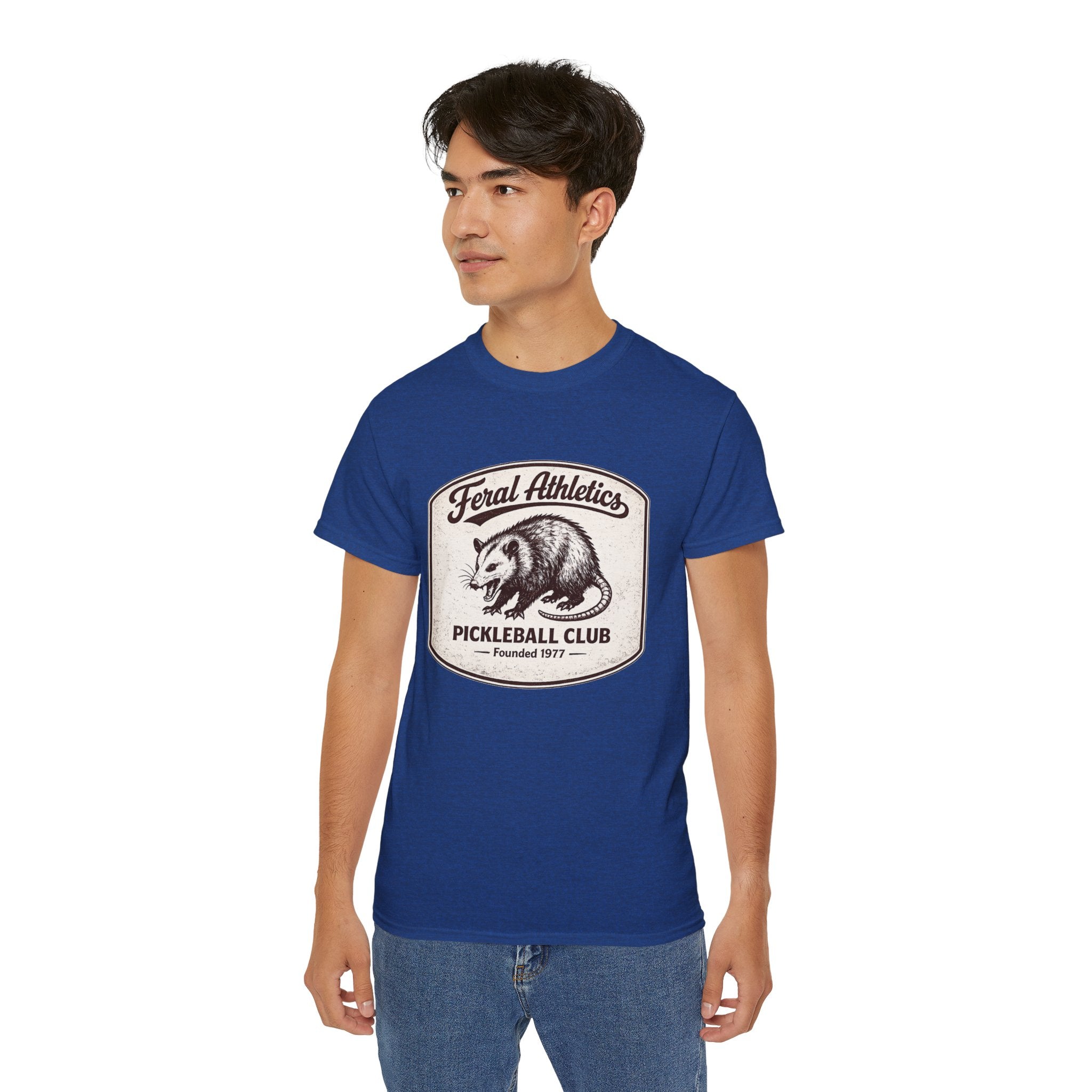 Pickleball Club Tee — "Feral Athletics" Vintage Possum Design
