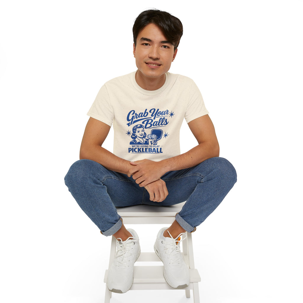 Grab Your Balls Pickleball T‑Shirt — Funny Retro Pickleball Tee
