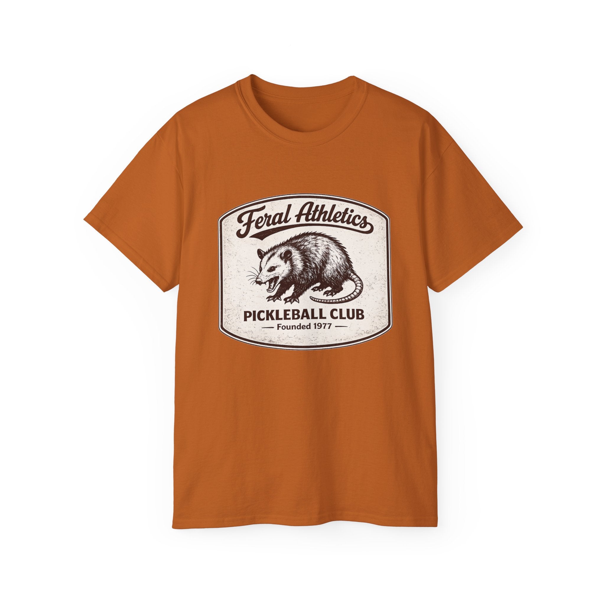 Pickleball Club Tee — "Feral Athletics" Vintage Possum Design