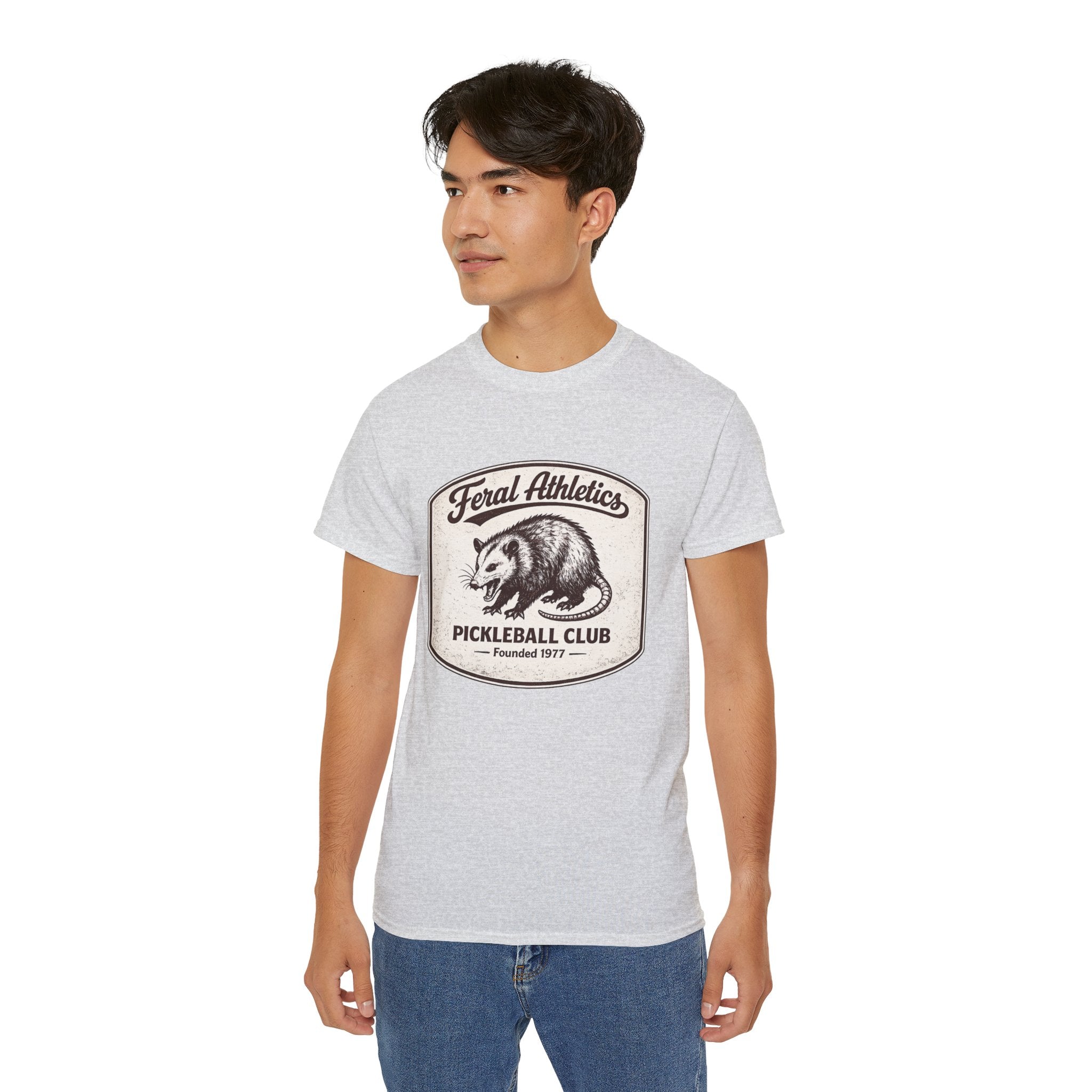 Pickleball Club Tee — "Feral Athletics" Vintage Possum Design