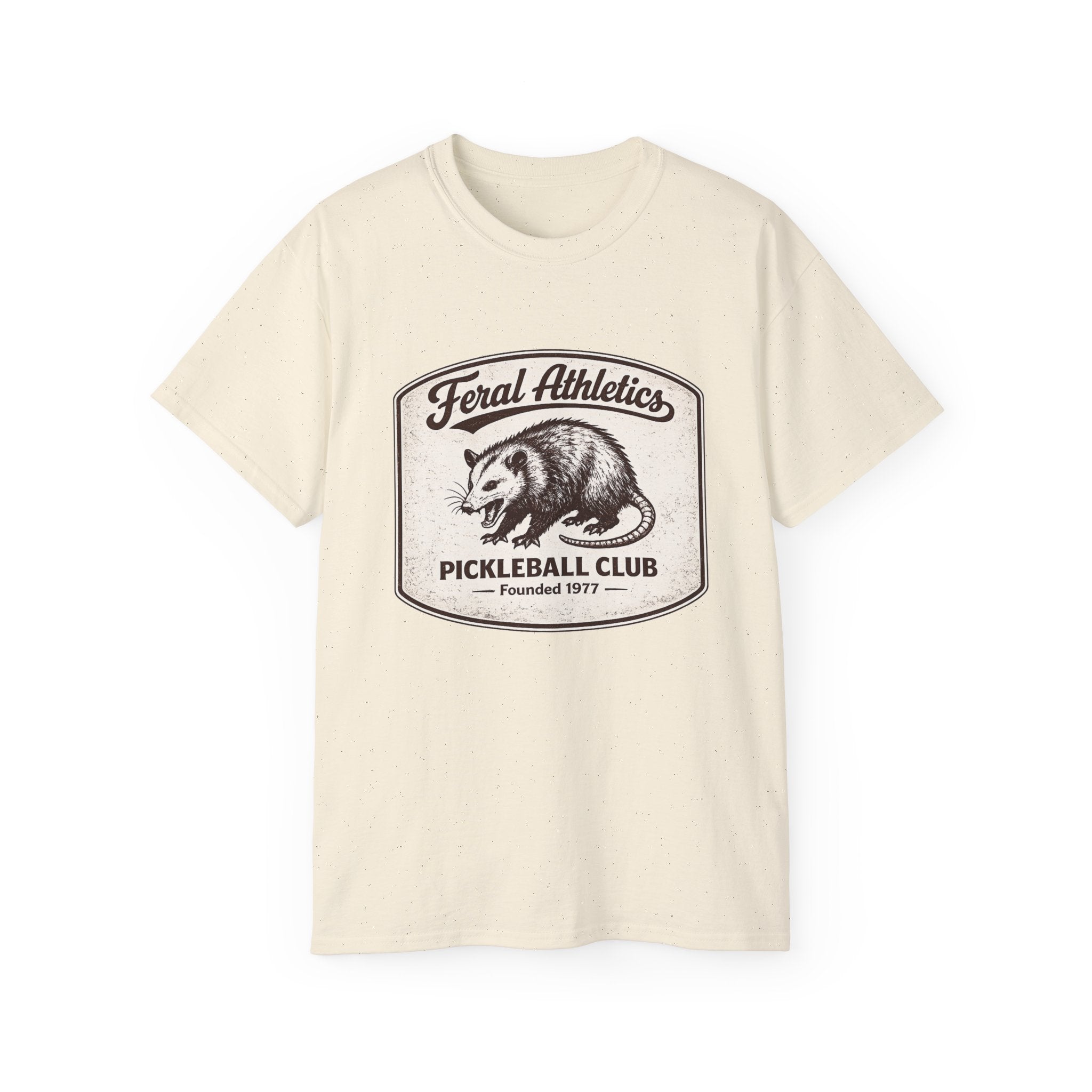 Pickleball Club Tee — "Feral Athletics" Vintage Possum Design