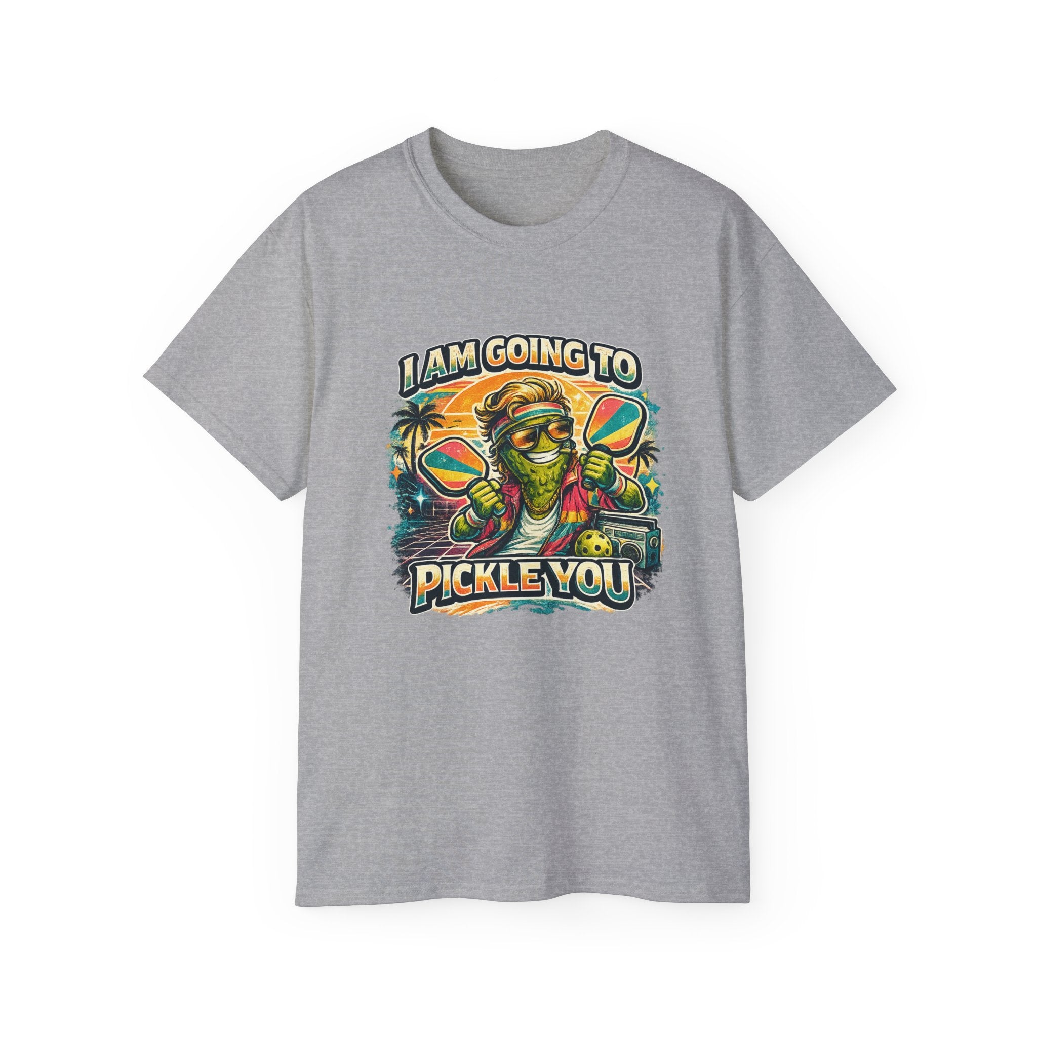 I Am Going To Pickle You Tee — Funny Pickleball Character Graphic T-Shirt