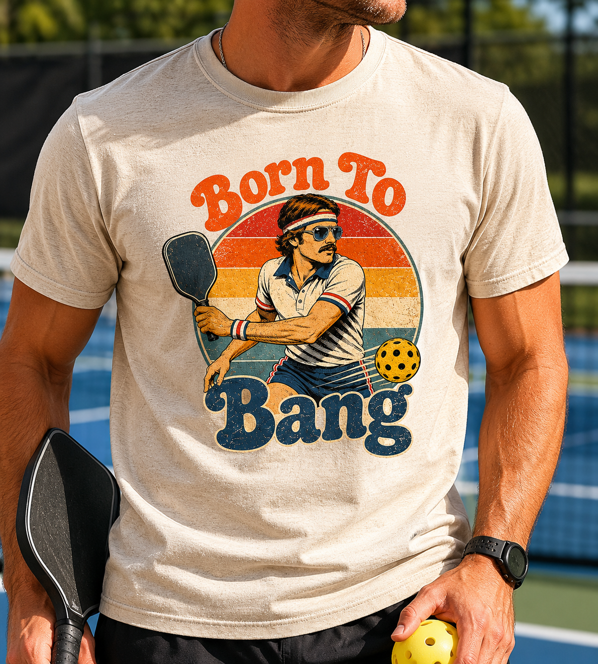 Born To Bang Vintage Pickleball T-Shirt — Retro Court Player Tee