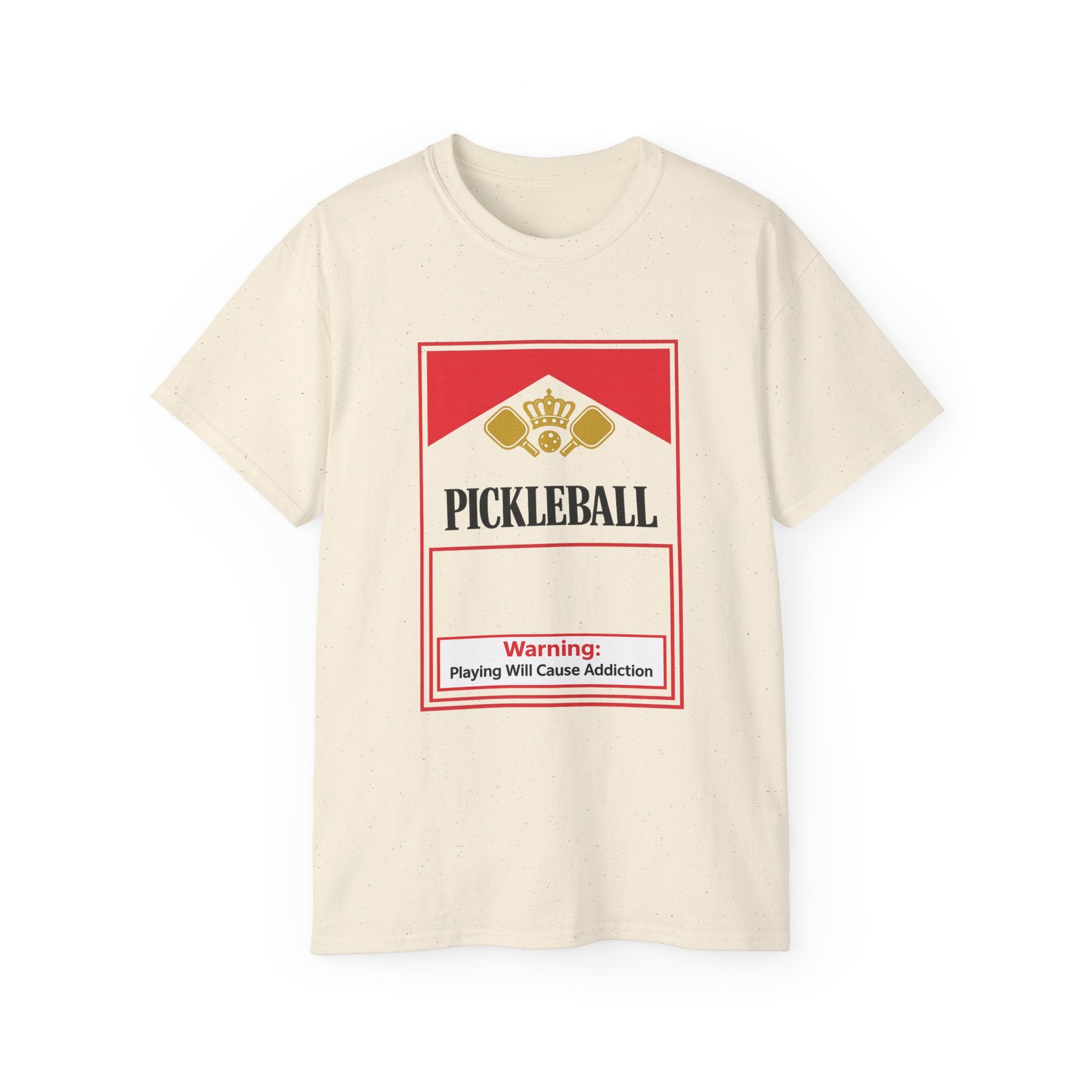Pickleball Warning T‑Shirt — 'Pickleball: Playing Will Cause Addiction' Cotton Tee