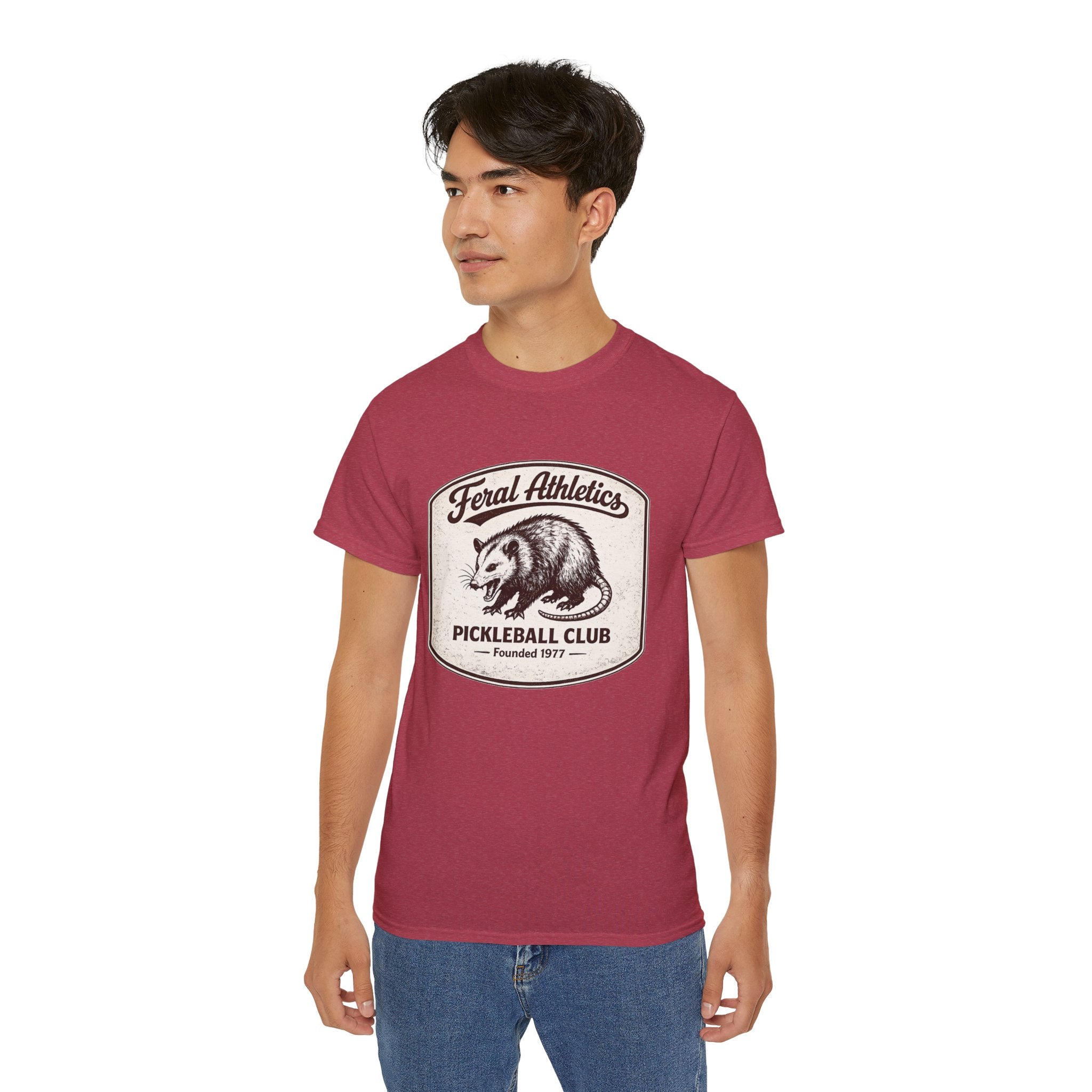 Pickleball Club Tee — "Feral Athletics" Vintage Possum Design