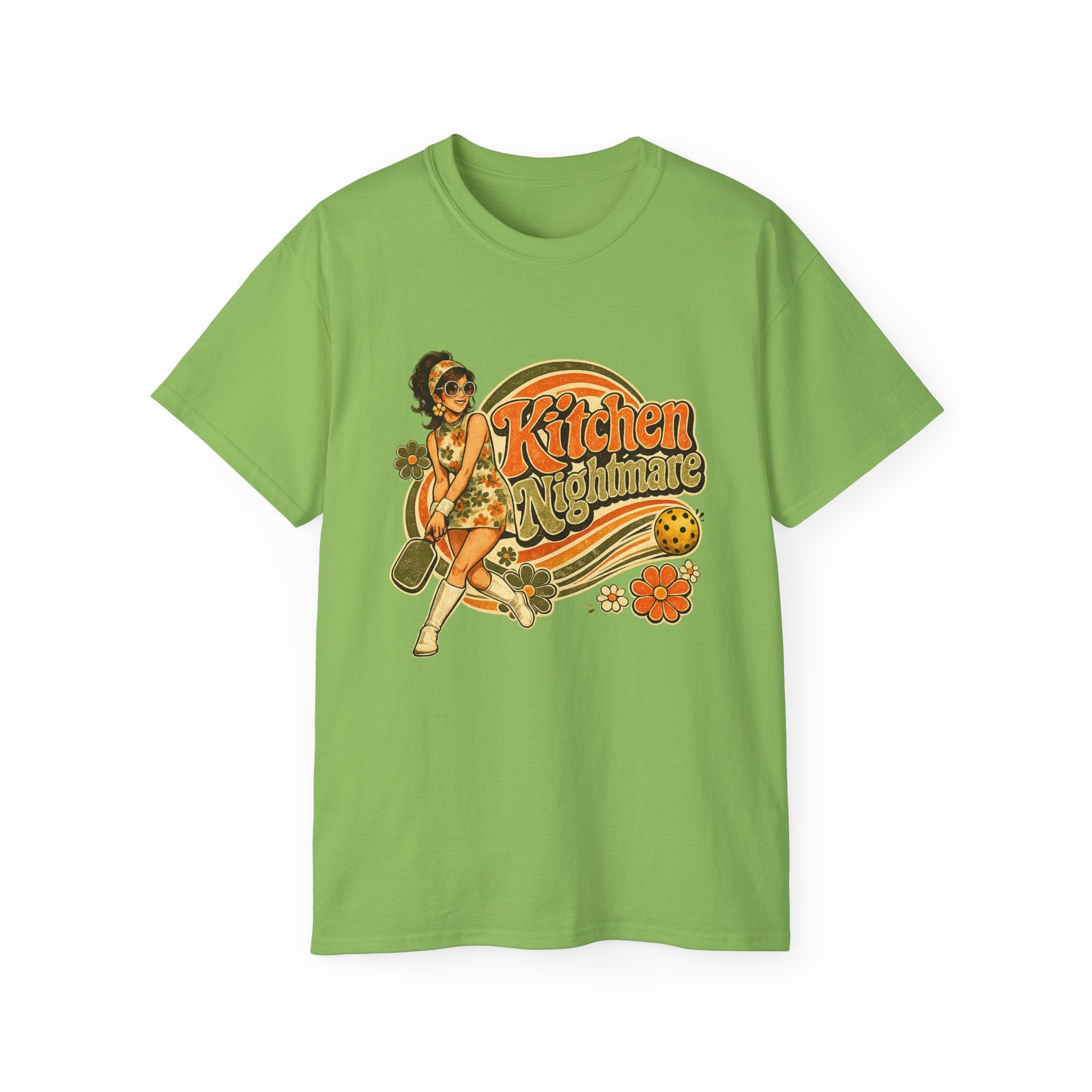 Kitchen Nightmare Retro Tee — Vintage Pinup Pickleball Graphic Shirt