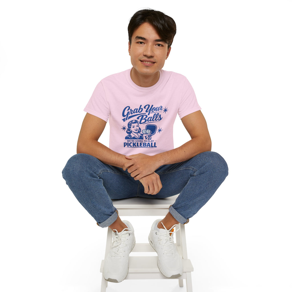 Grab Your Balls Pickleball T‑Shirt — Funny Retro Pickleball Tee