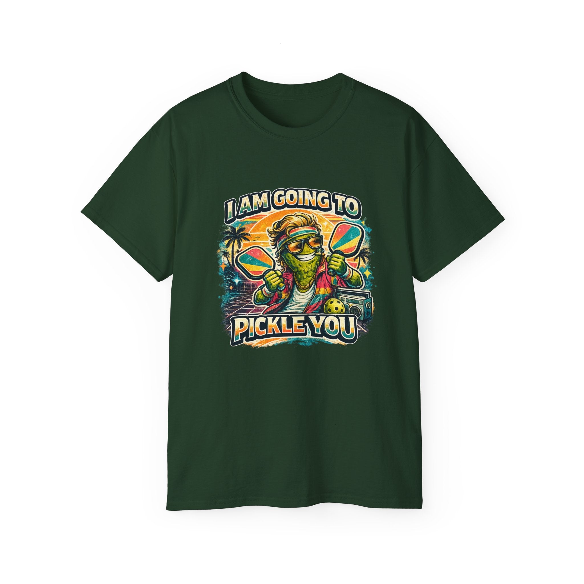 I Am Going To Pickle You Tee — Funny Pickleball Character Graphic T-Shirt