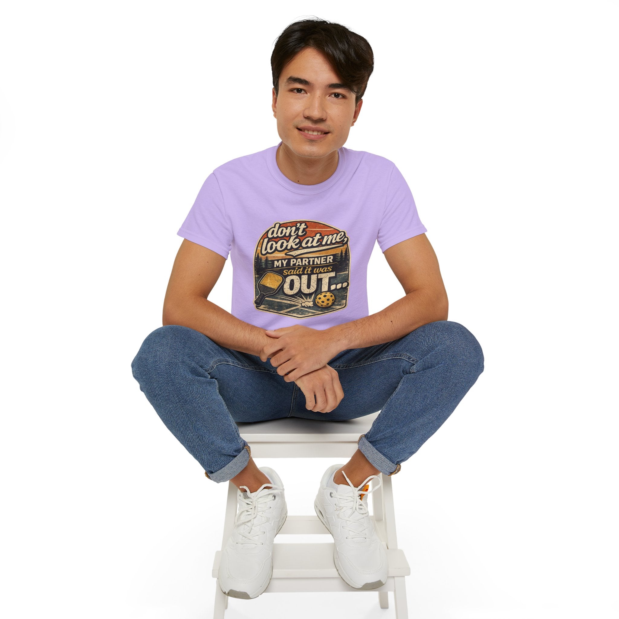 T-Shirt - “Don’t Look at Me, My Partner Said It Was Out” Pickleball Humor Tee