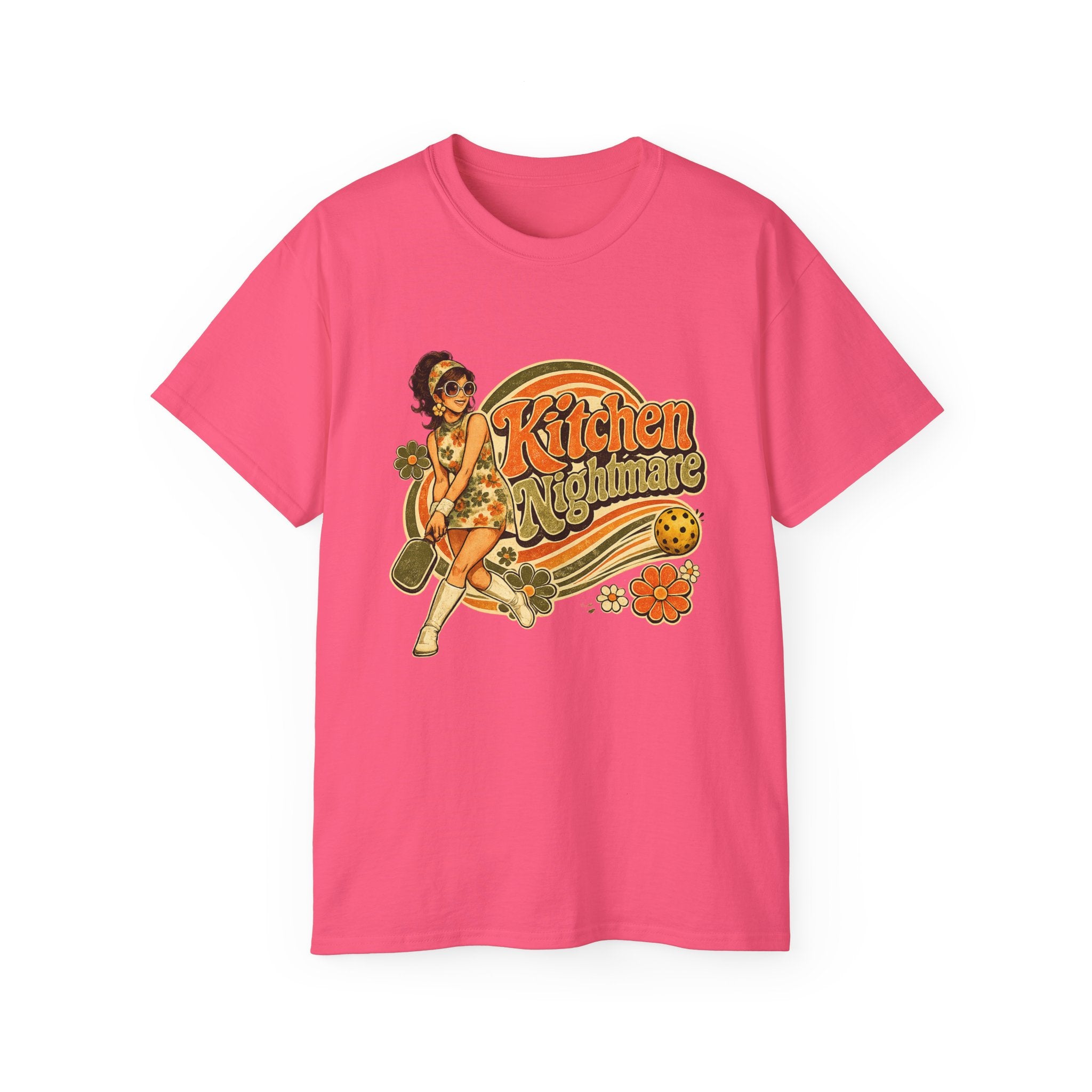 Kitchen Nightmare Retro Tee — Vintage Pinup Pickleball Graphic Shirt