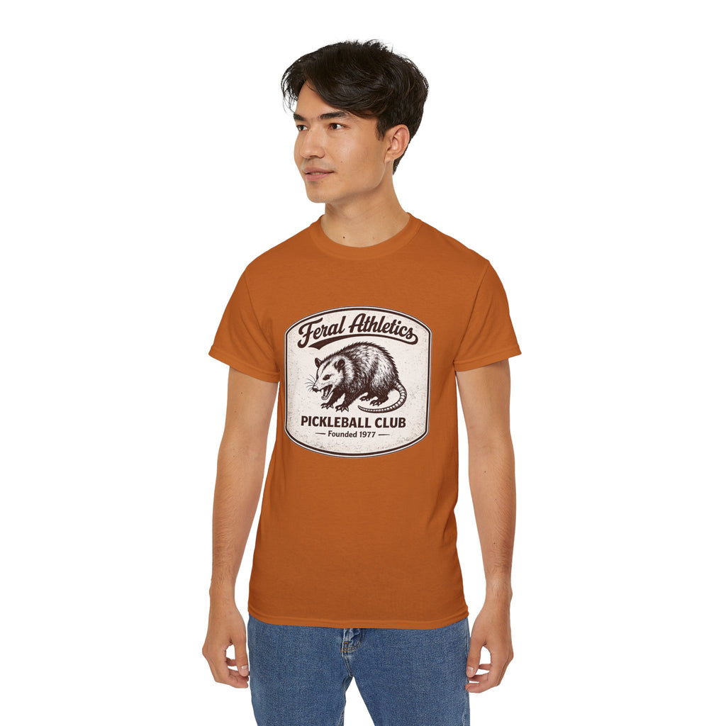 Pickleball Club Tee — "Feral Athletics" Vintage Possum Design
