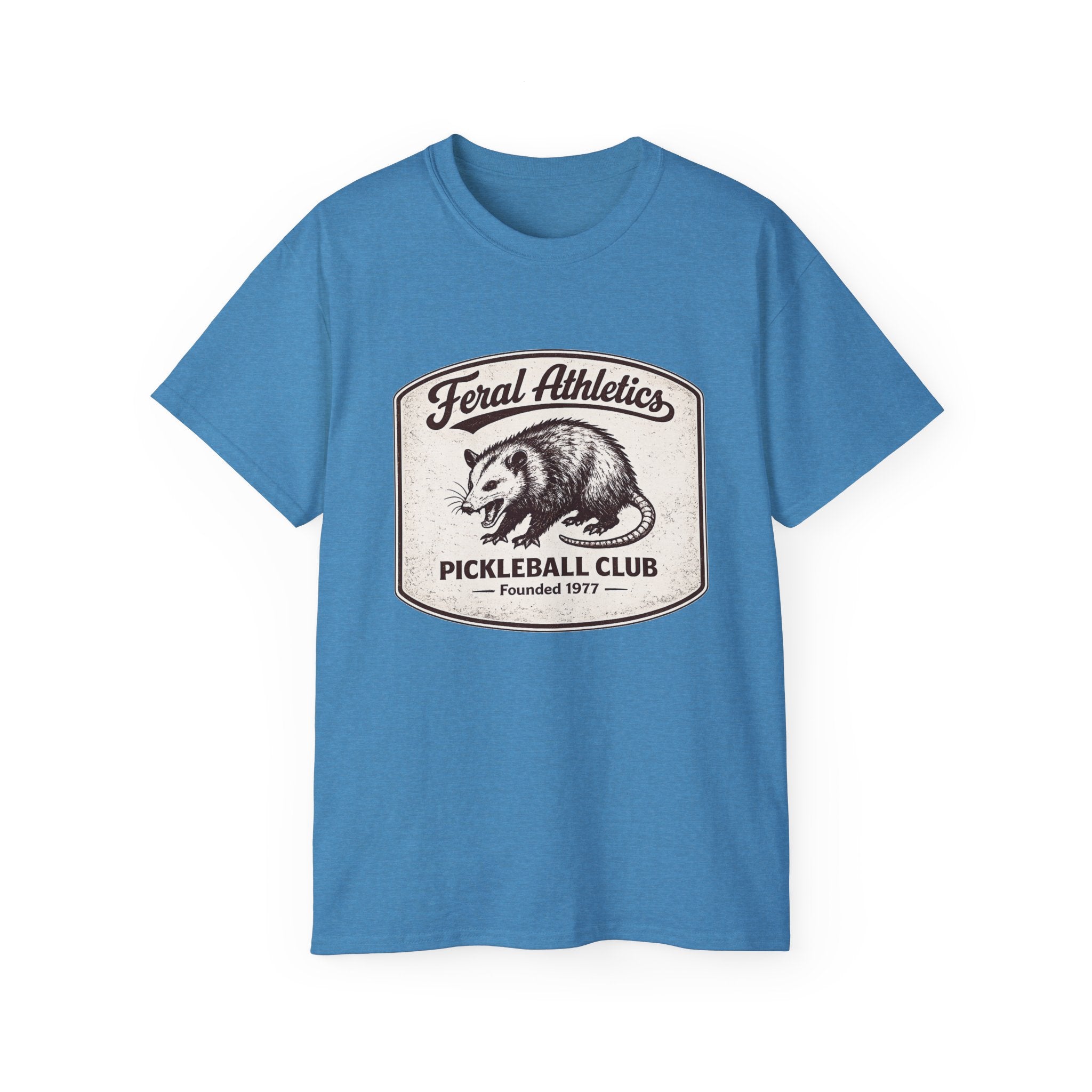 Pickleball Club Tee — "Feral Athletics" Vintage Possum Design