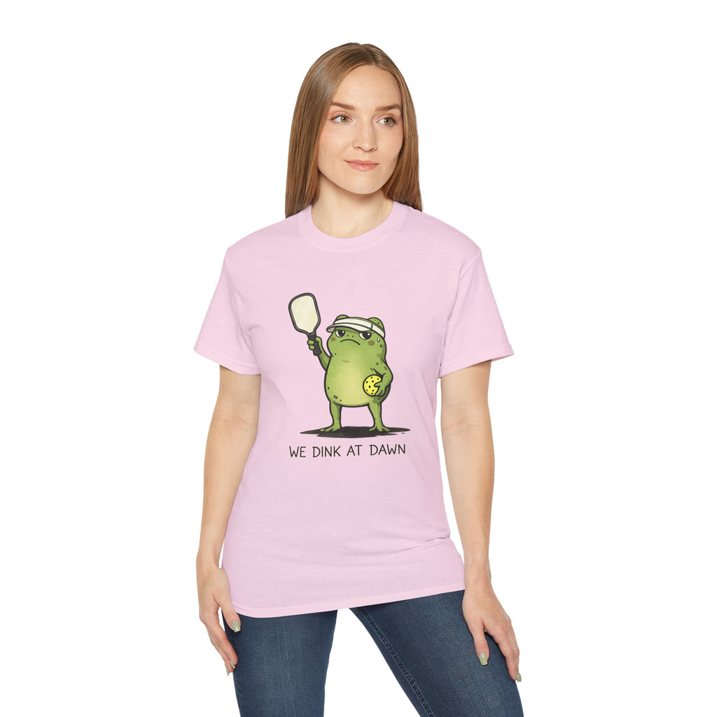 “We Drink at Dawn” Funny Pickleball T-Shirt — Cute Drunk Pickleball Graphic Tee