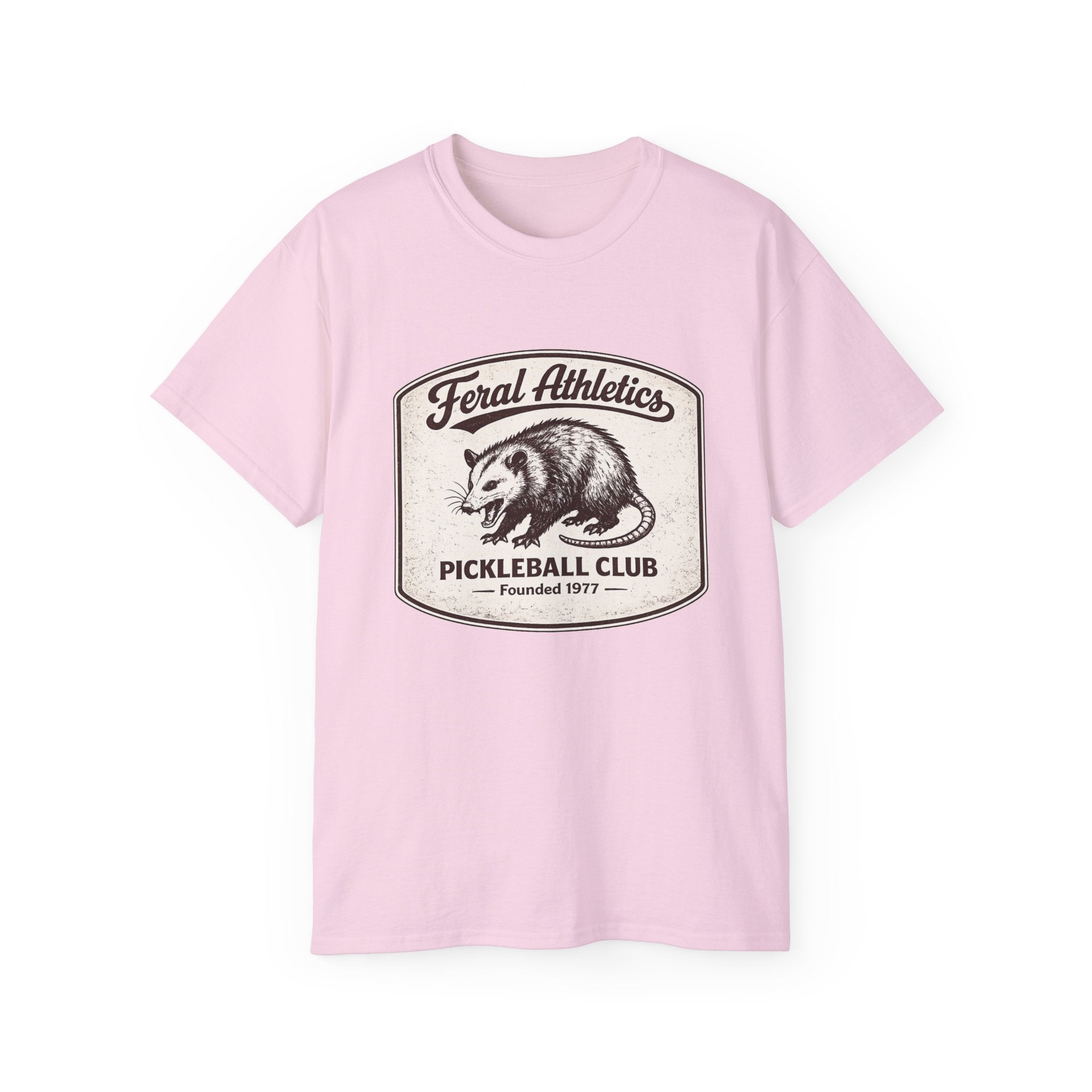 Pickleball Club Tee — "Feral Athletics" Vintage Possum Design