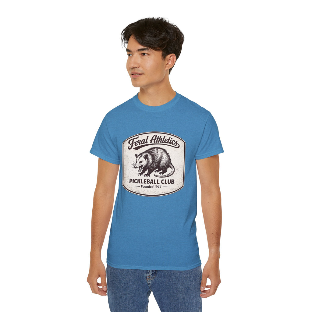 Pickleball Club Tee — "Feral Athletics" Vintage Possum Design