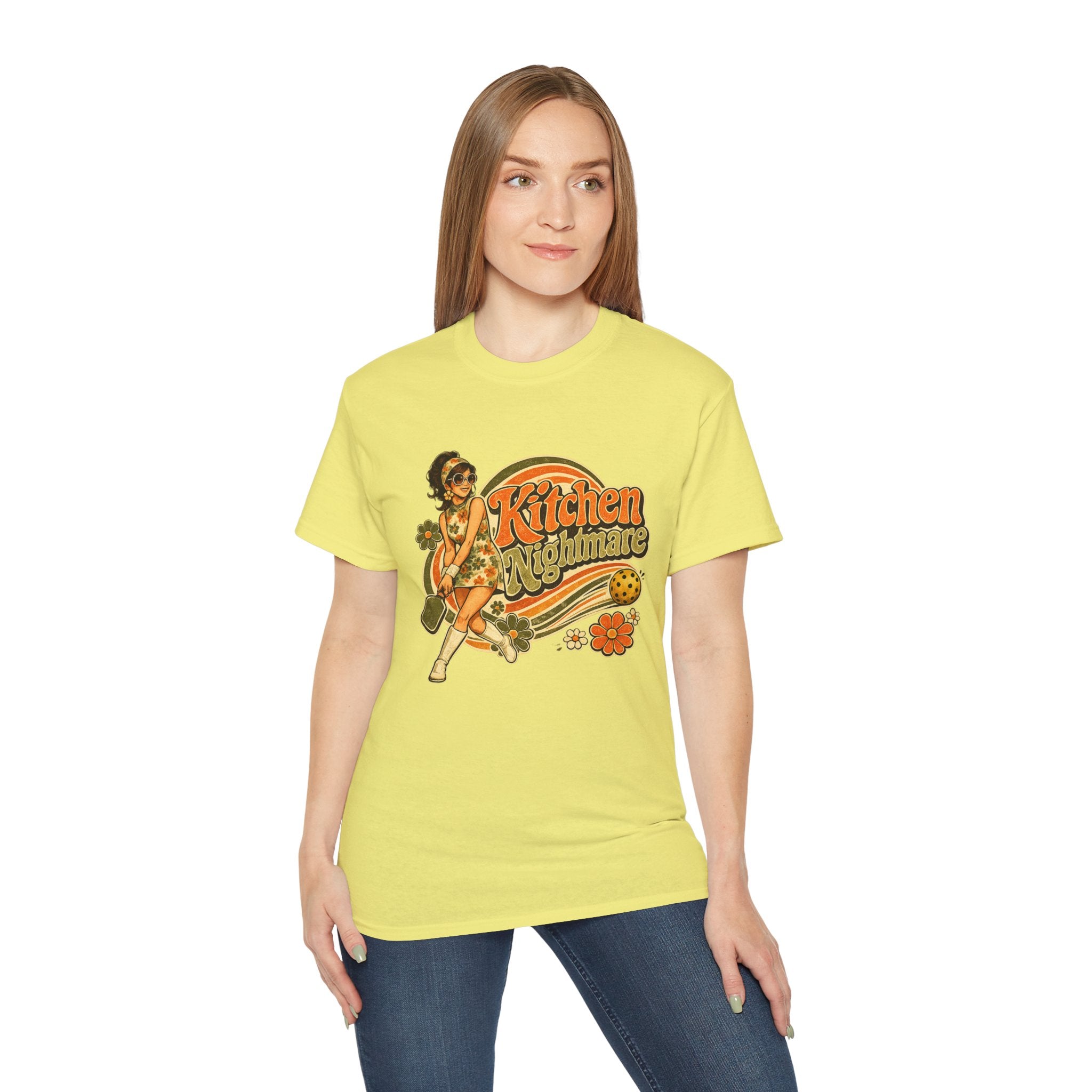 Kitchen Nightmare Retro Tee — Vintage Pinup Pickleball Graphic Shirt