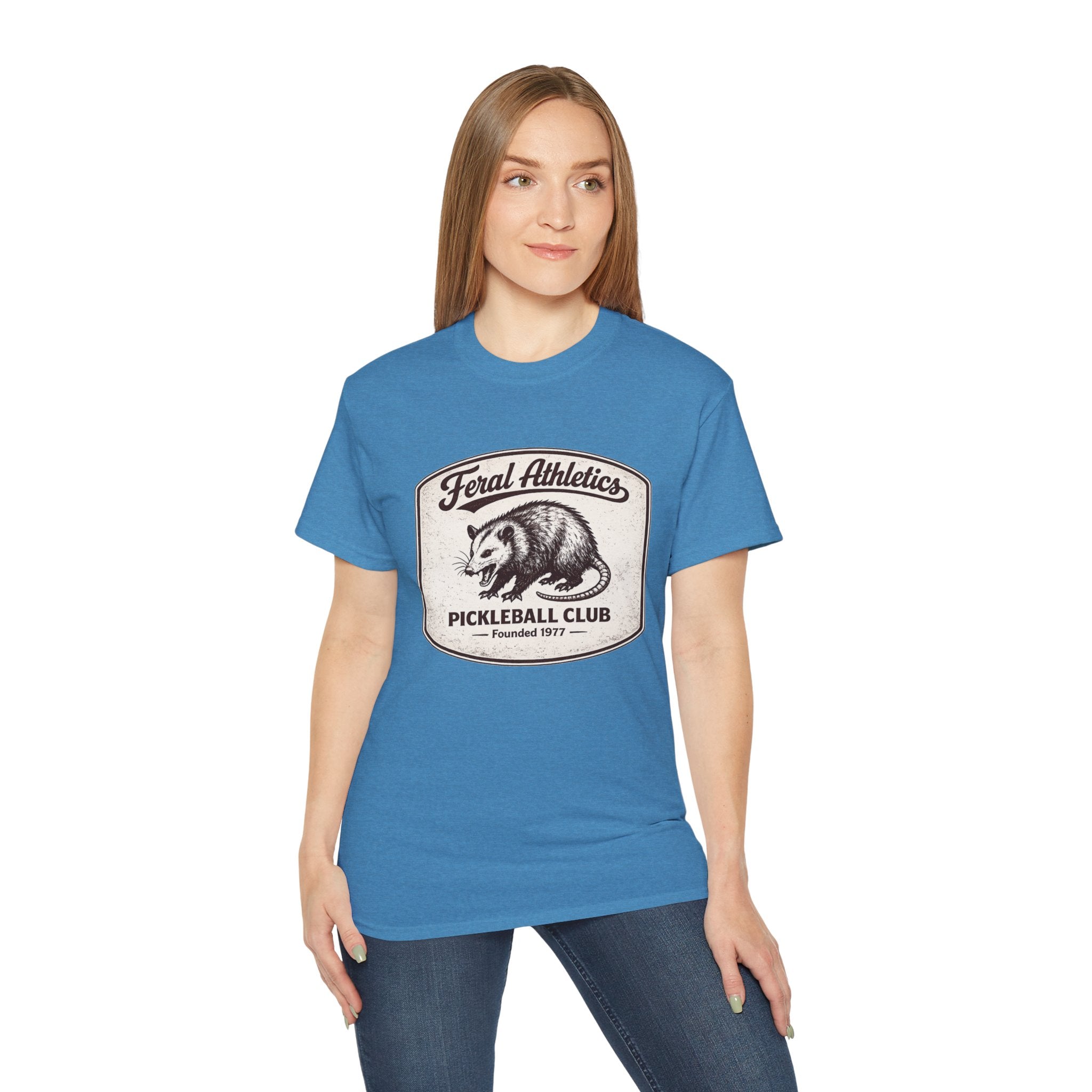 Pickleball Club Tee — "Feral Athletics" Vintage Possum Design